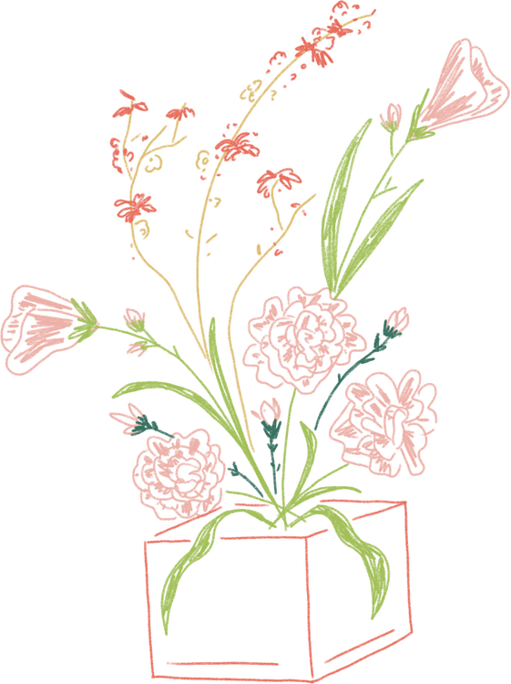 Handdrawn Flower Arrangement 