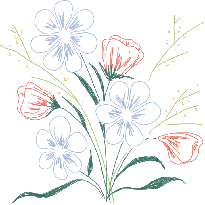 Handdrawn Bouquet of Flowers 